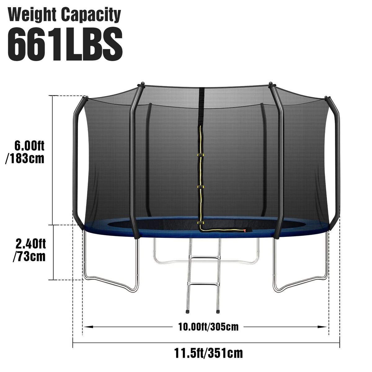 10FT Trampoline with Enclosure Net and Ladder W97520