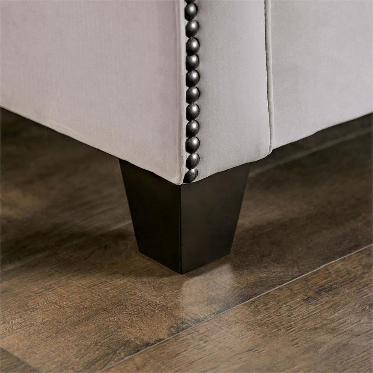 Light Gray Fabric Nailhead Sofa N8464