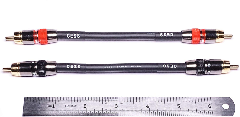 Low Noise 12 Gauge RCA Audio Patch Cable (1 Foot) Y230