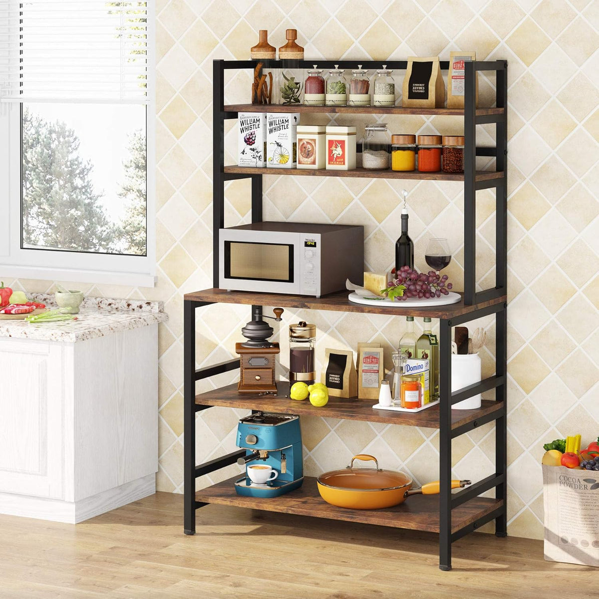 5-Tier Rustic Brown Kitchen Rack L8521