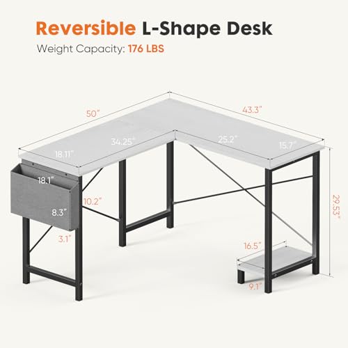 L Shaped 50 Inch Black Computer Desk with CPU Stand K934520