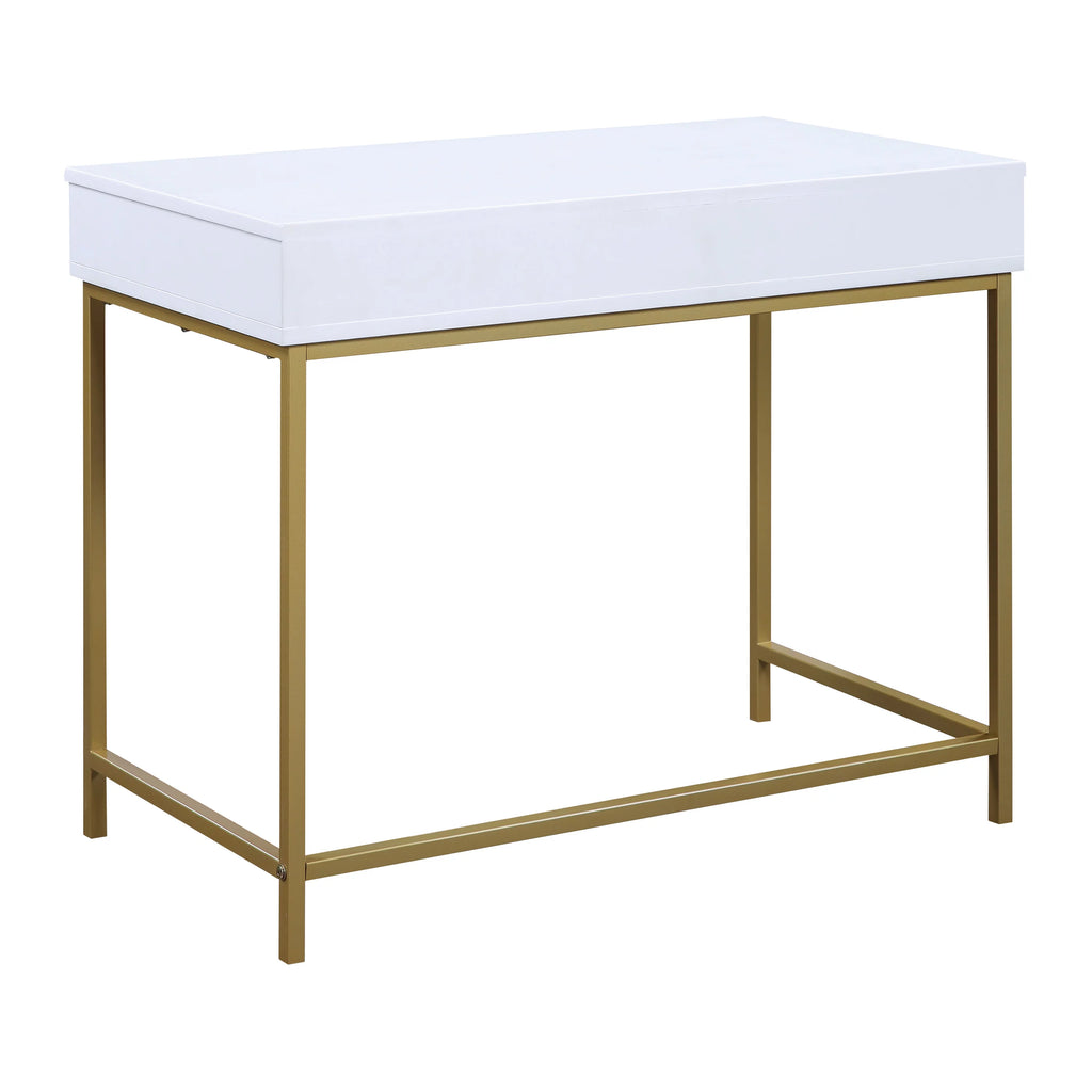 White Engineered Wood Desk with Metal Legs I761088