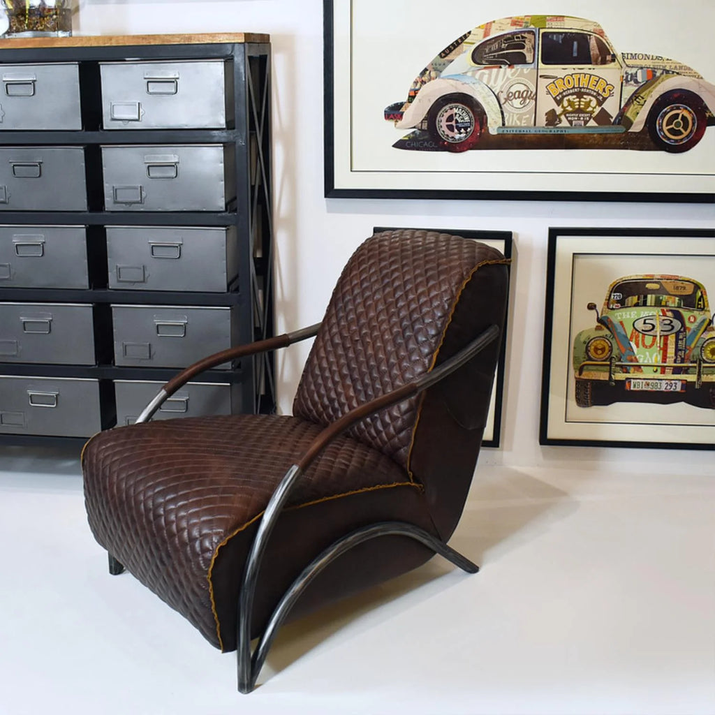 Brown Tufted Leather Accent Chair X769123