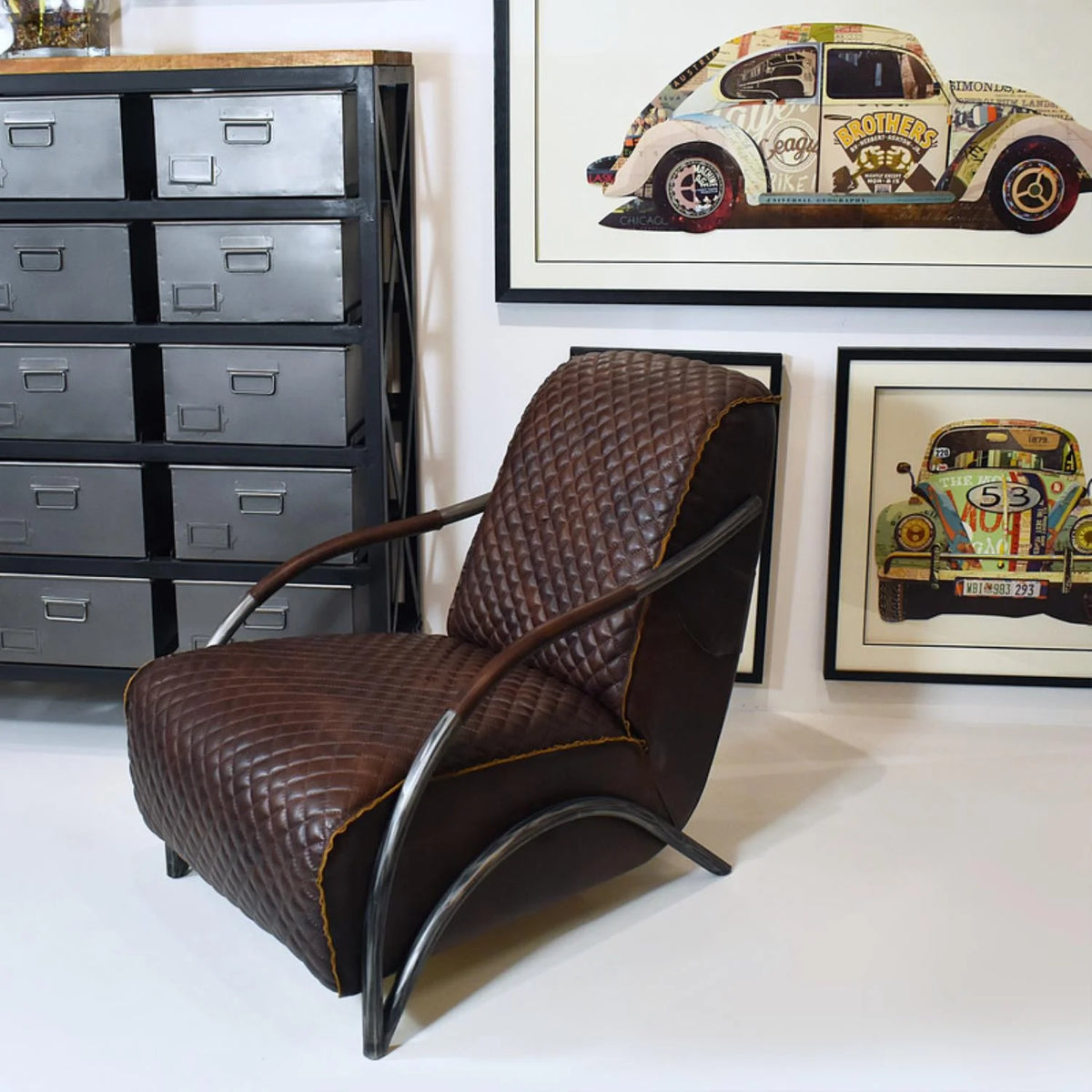 Brown Tufted Leather Accent Chair X769123