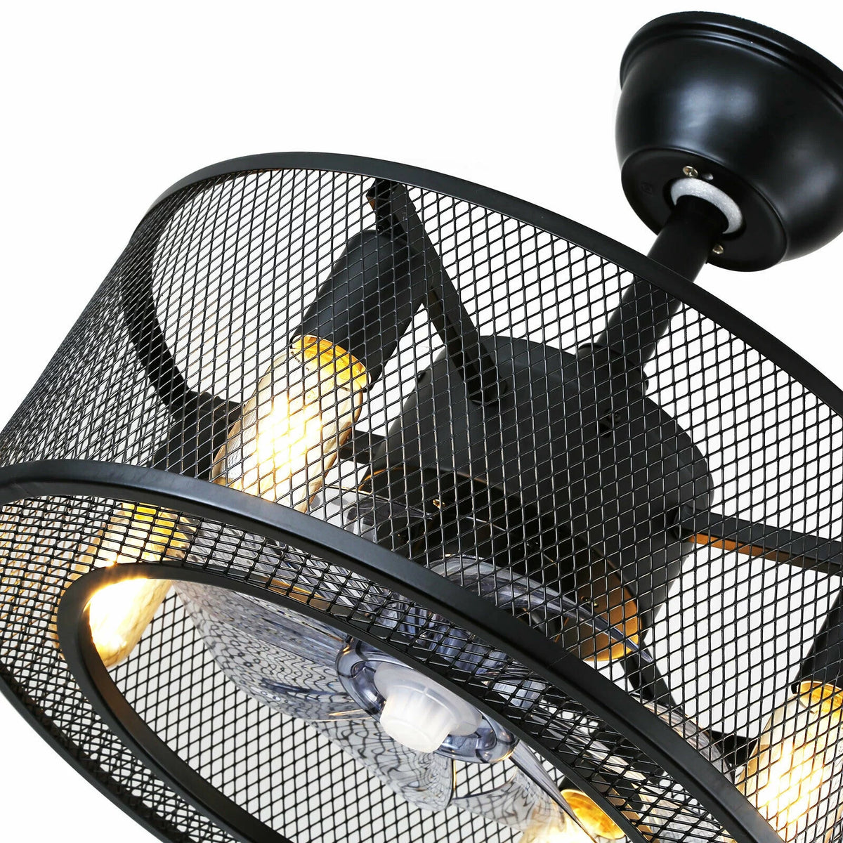 Caged Ceiling Fan Light with Remote J485863