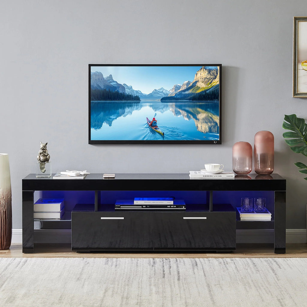 White High Gloss TV Stand with Storage Shelves X9335