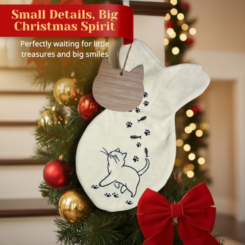 Cat Christmas Stocking with Paw Print Design F15638