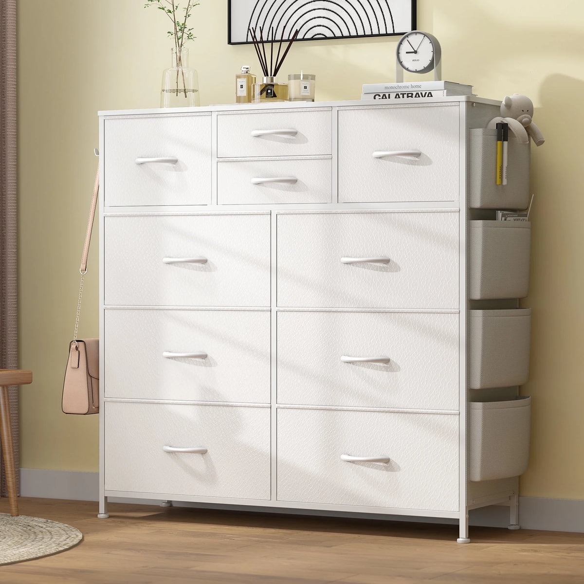 Brown 10 Drawer Fabric Dresser M84074