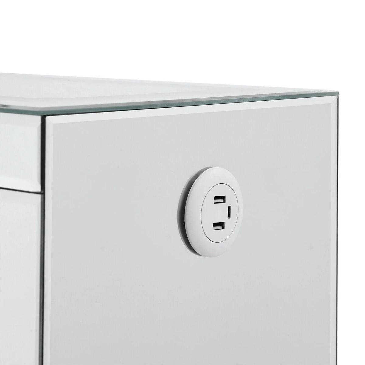 3 Drawer Mirrored Nightstand with Wireless Charging Station I3414