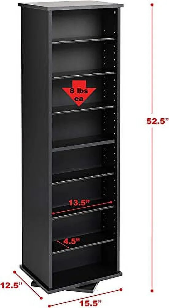 Black 2-Sided CD DVD Media Spinning Storage Tower B9904