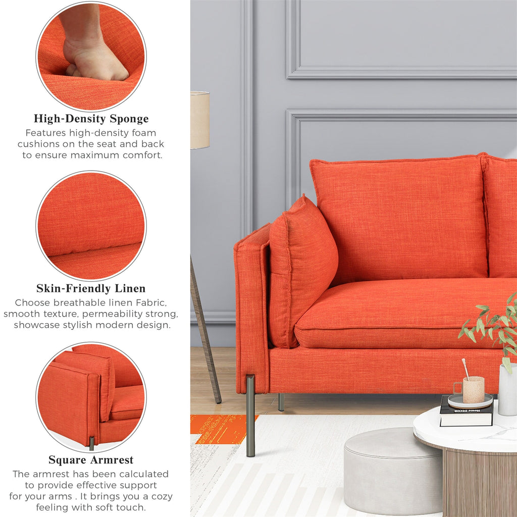 Orange Linen Loveseat and 3 Seat Couch Set G968758