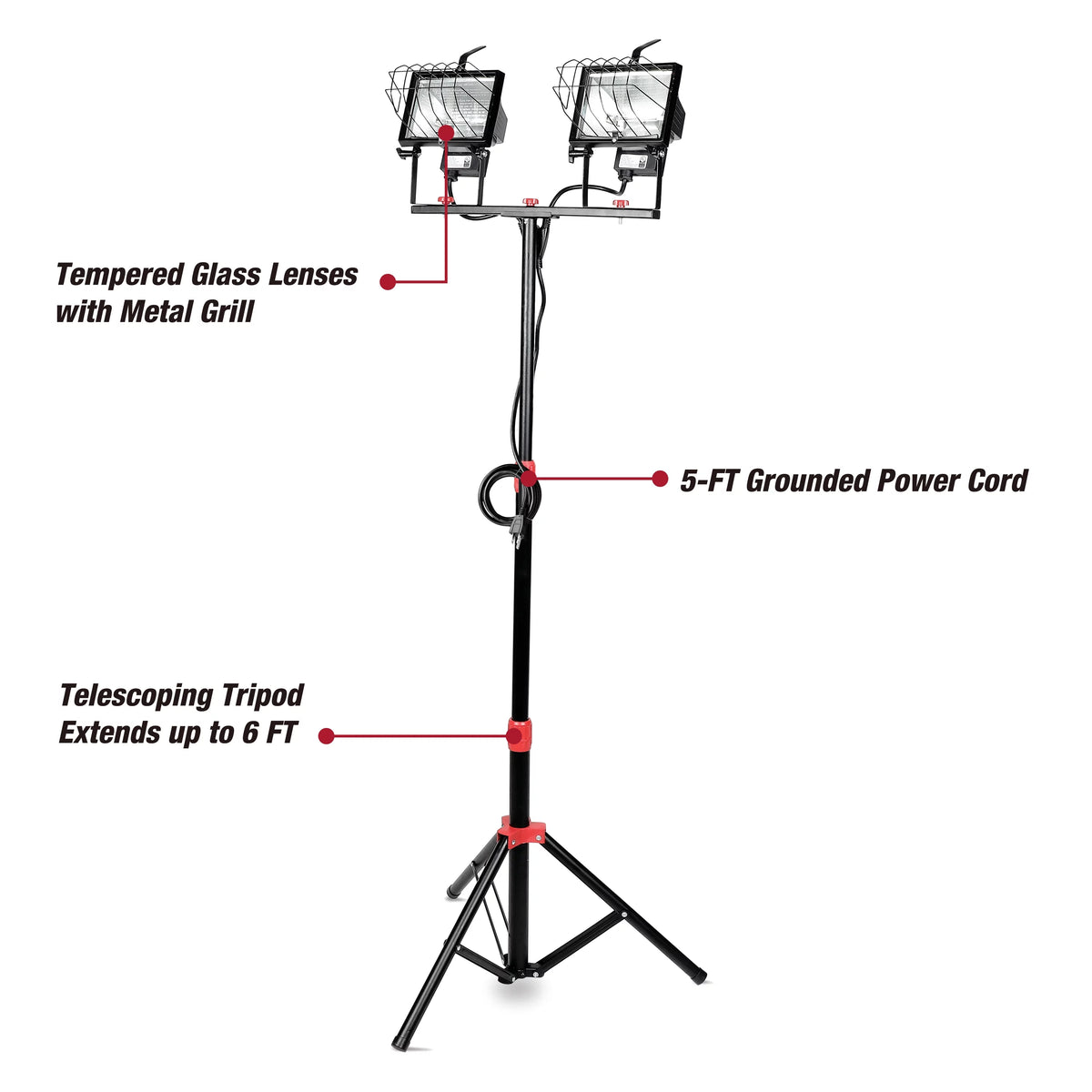 1000W Halogen 2 Light Tripod Mounted Portable Work Light C502517