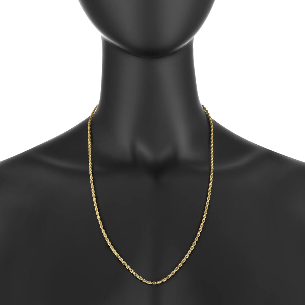 24k Yellow Gold Plated Stainless Steel Twisted Rope Chain Necklace 22 inches B490907