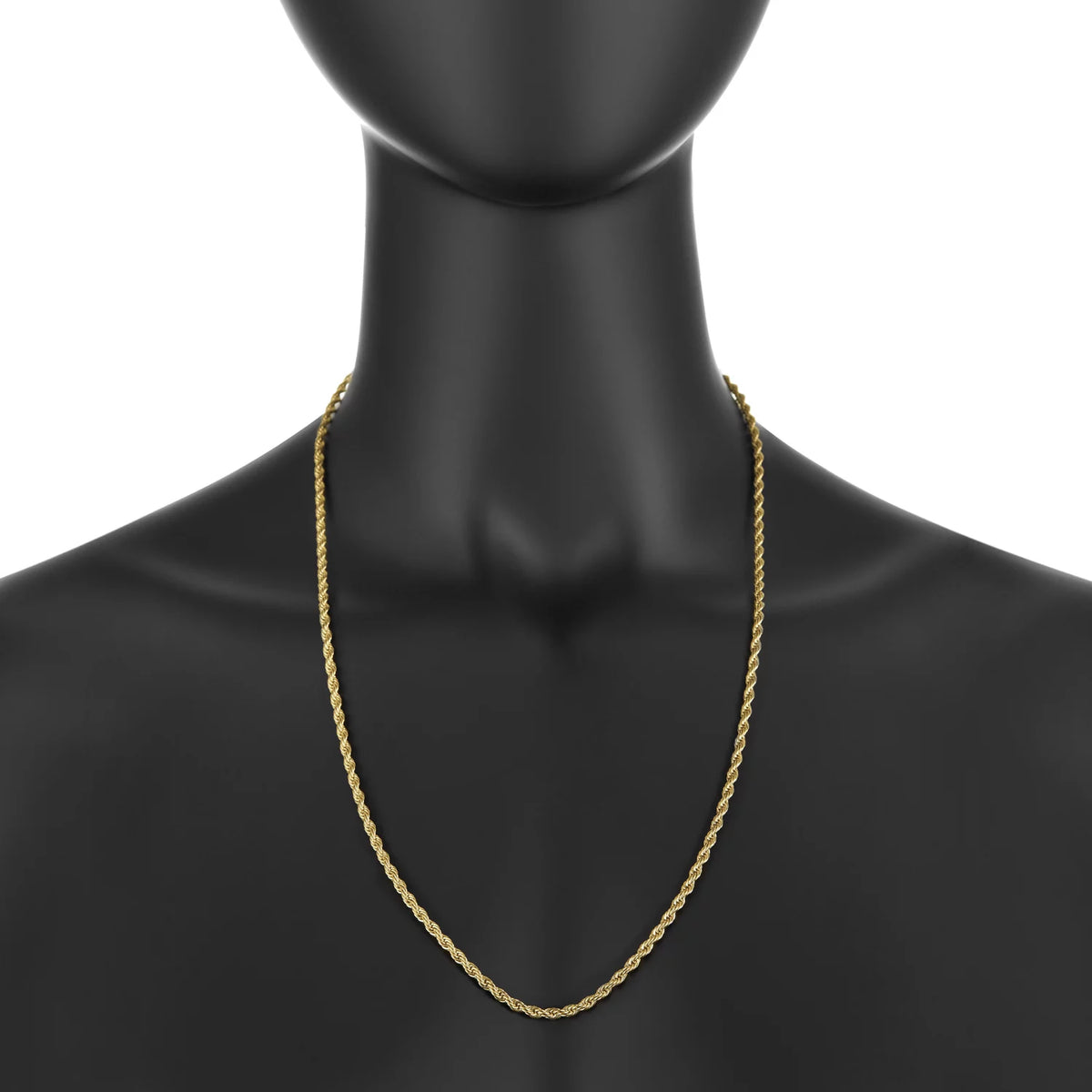 24k Yellow Gold Plated Stainless Steel Twisted Rope Chain Necklace 22 inches B490907