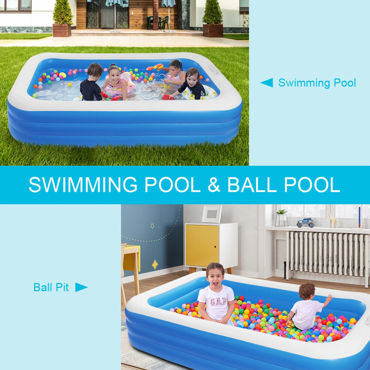 Inflatable Swimming Pool, 120" X 72" X 22" P553