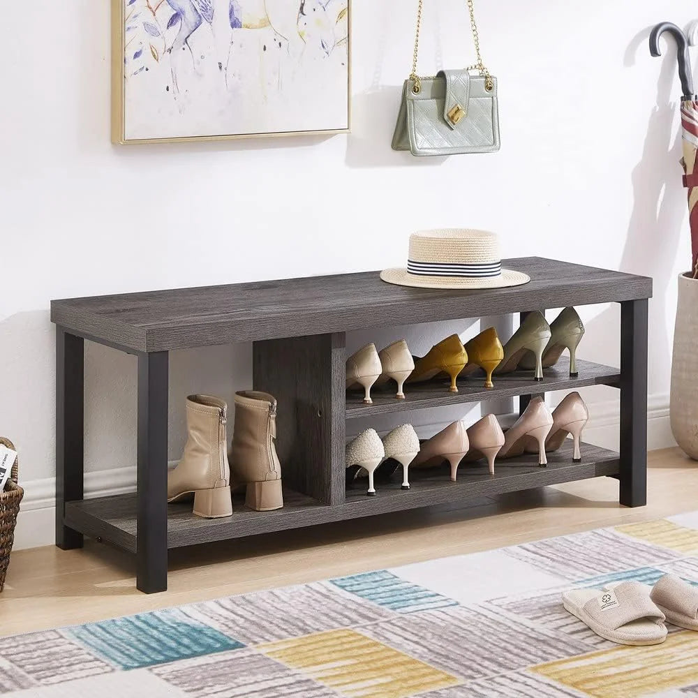 Grey Rustic Storage Bench S2899
