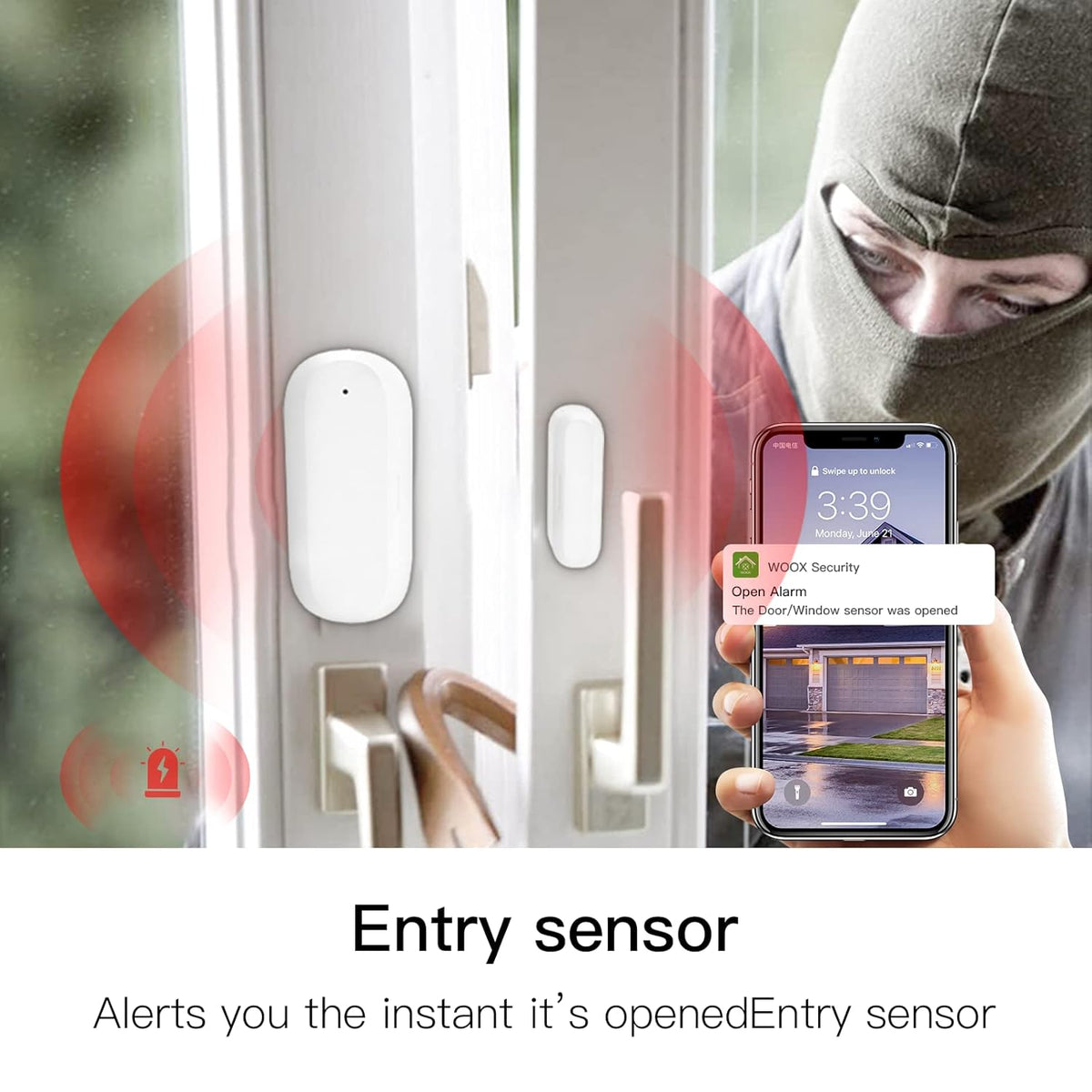 Wireless Home Security System 4 Pieces Kit with Indoor Camera Y817010