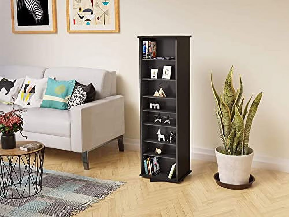 Black 2-Sided CD DVD Media Spinning Storage Tower B9904