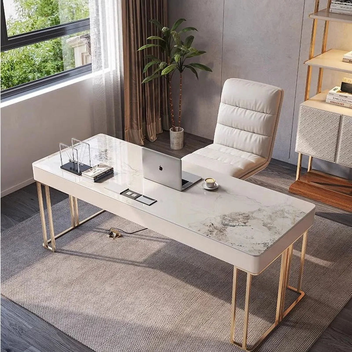 Modern Metal Computer Writing Desk with Shelf C786