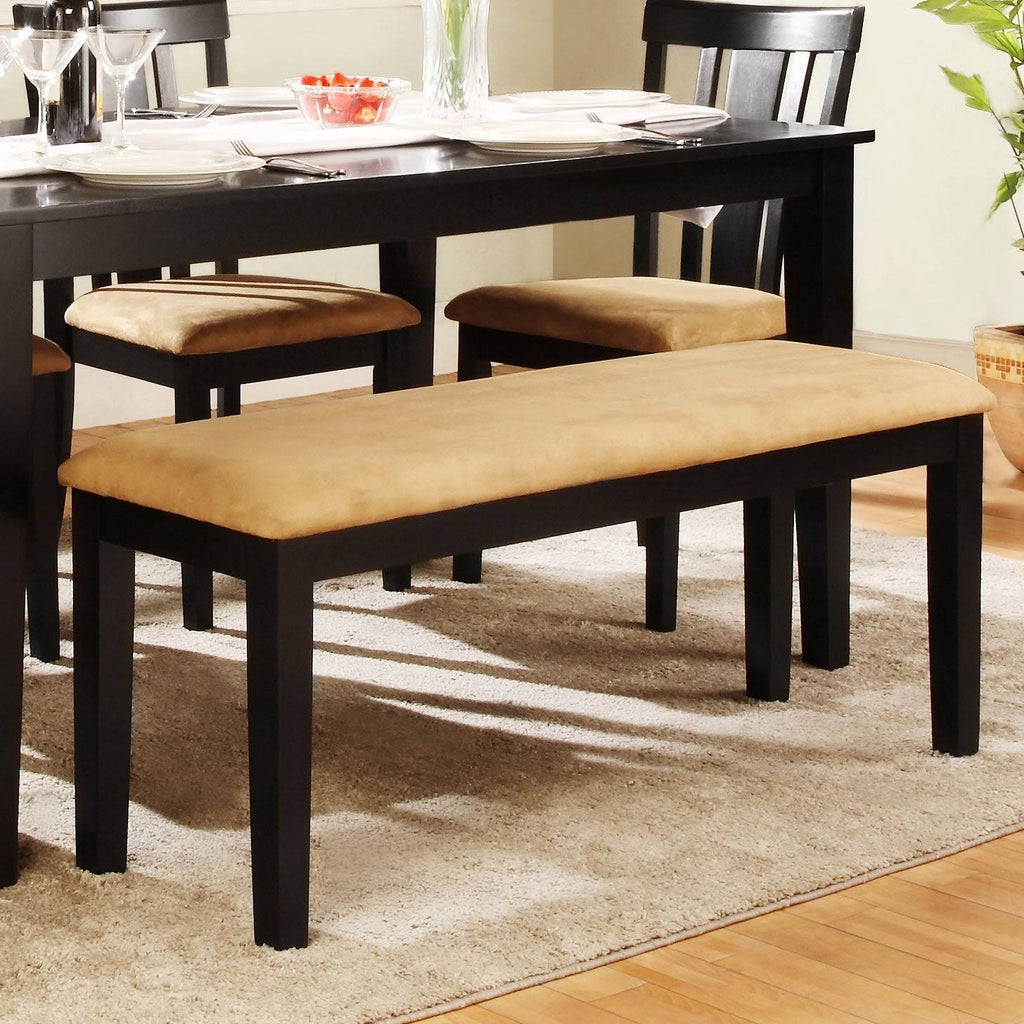 Goldtone Microfiber Black Wood Base Gold Bench J539820
