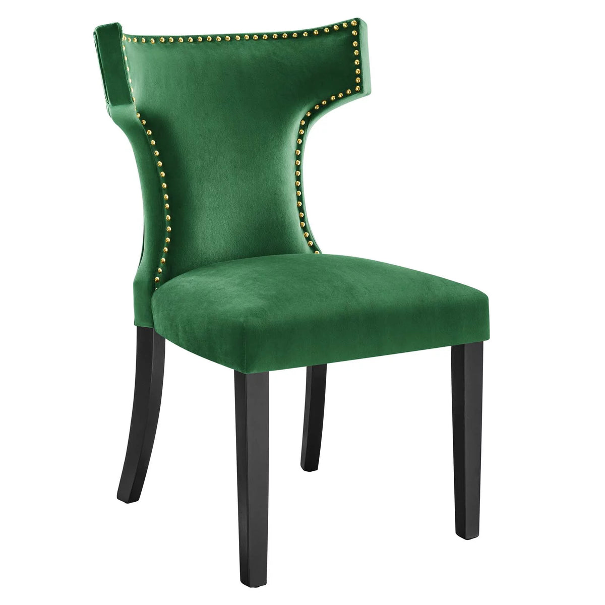 Velvet Dining Side Chairs Emerald Green Black Set of 2 L945879