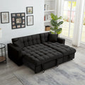 Velvet L Shaped Sleeper Sofa with Storage Chaise I7076