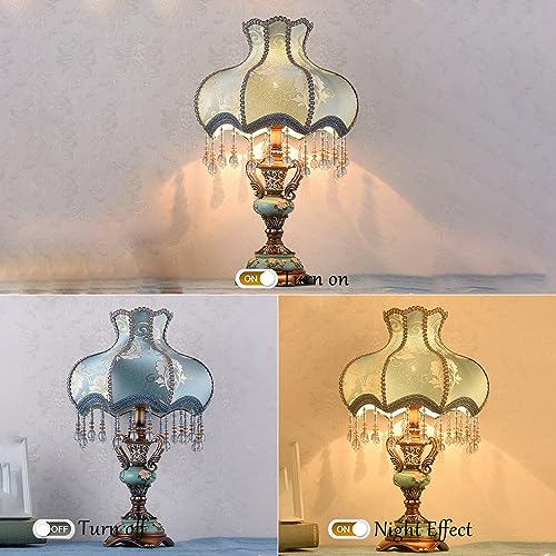 European Table Lamp Victorian Desk Lamp Handmade Fabric Lampshade Resin Lamp Body V217491