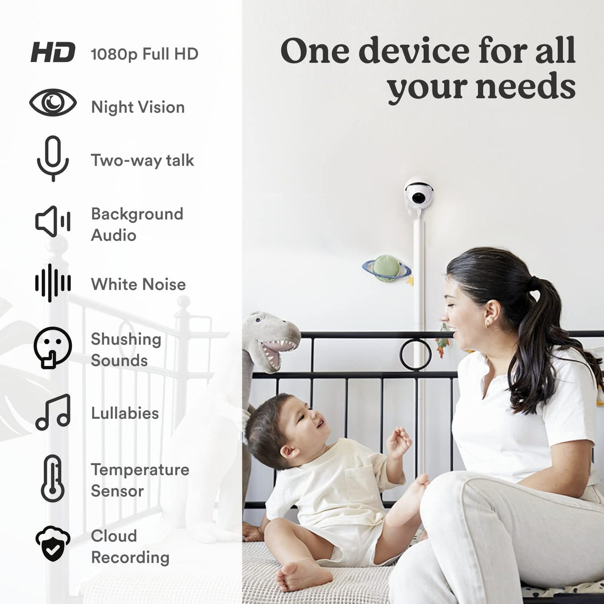 1080P Full HD WiFi Baby Monitor with Night Vision and Two Way Talk A484480