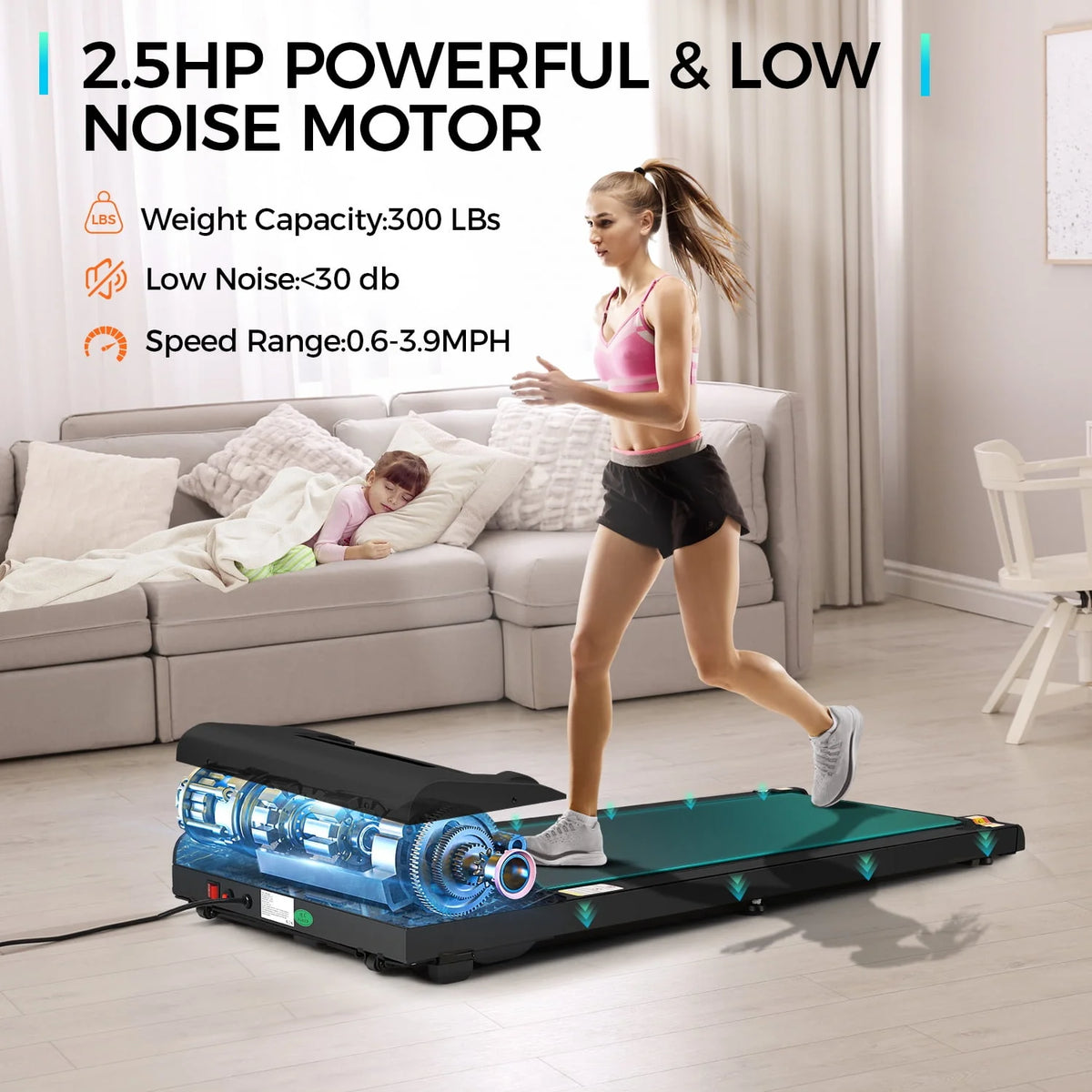 Walking Pad Treadmill 2.5HP Electric Jogging Running Machine I6009