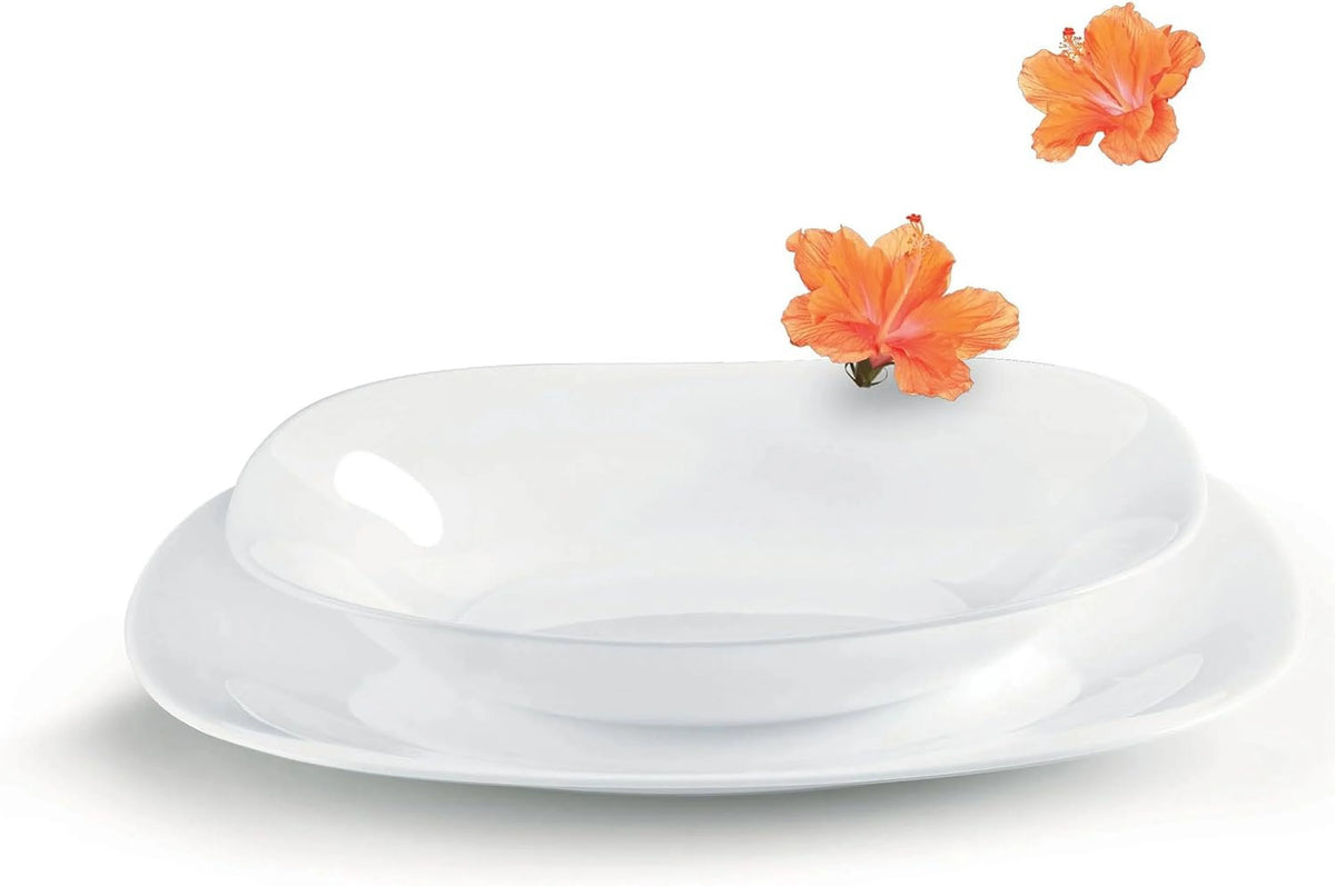 Set of 6 Tempered Opal Glass Pasta Bowls and Soup Plates E67813