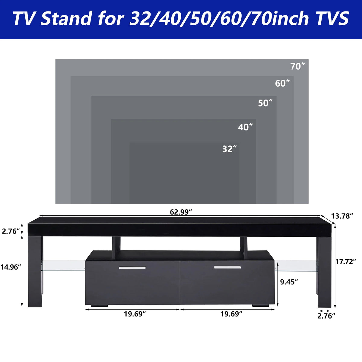 White High Gloss TV Stand with Storage Shelves X9335