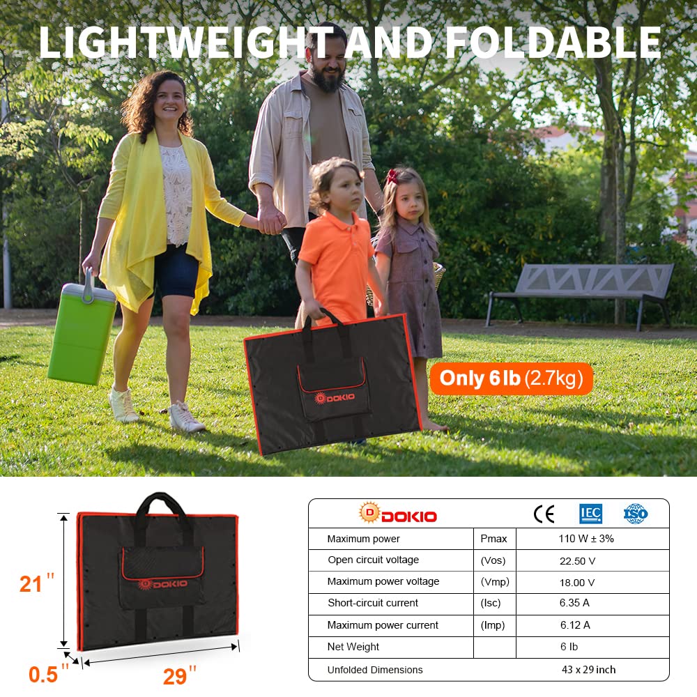 110w 18v Portable Foldable Solar Panel Kit with Controller 2 Usb Output F9336