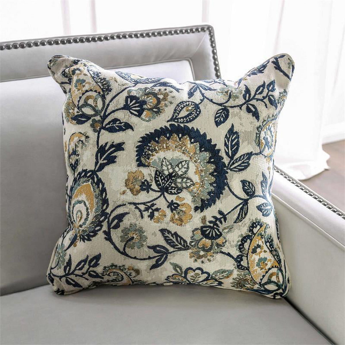 Light Gray Fabric Nailhead Sofa N8464