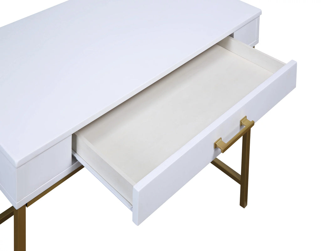 White Engineered Wood Desk with Metal Legs I761088