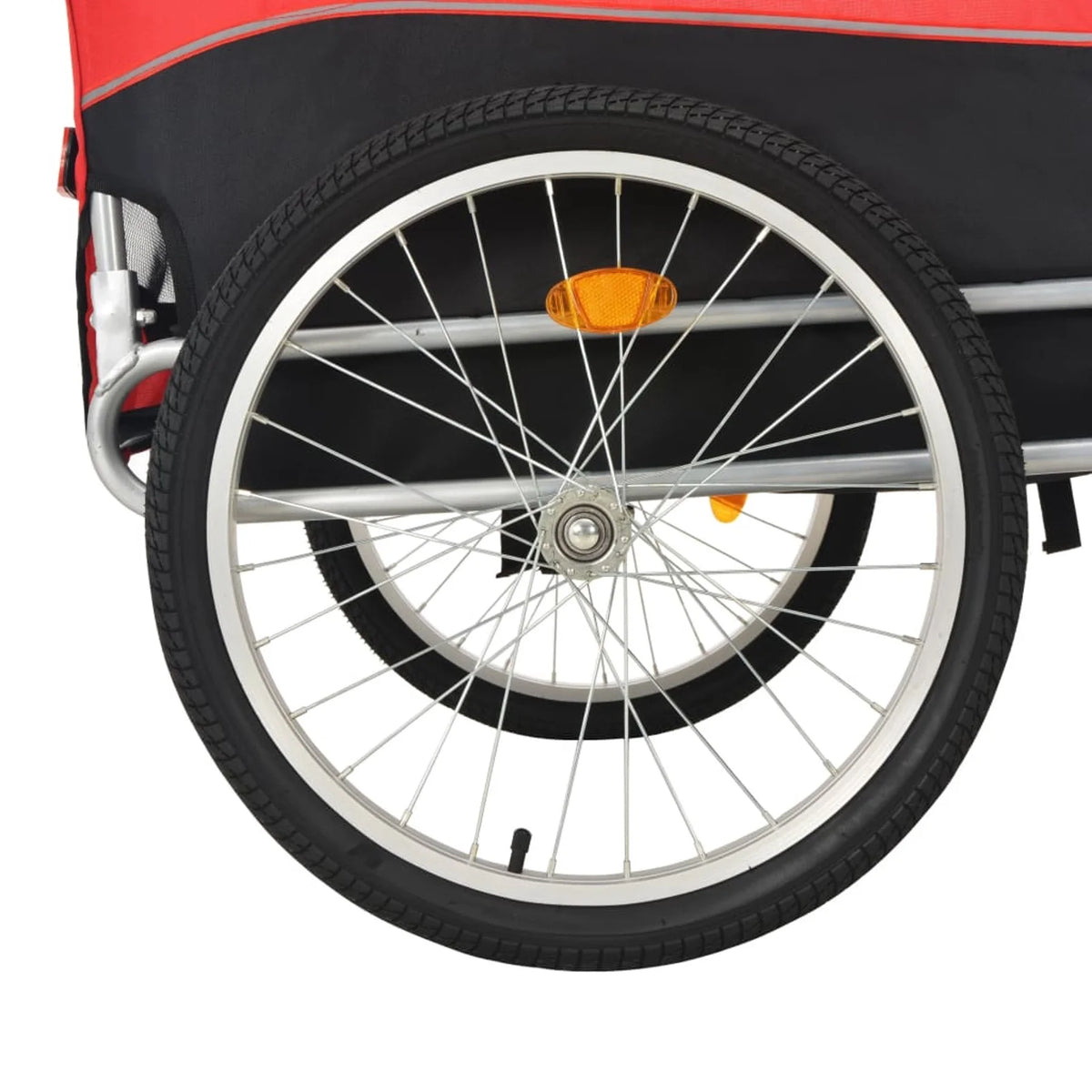 Red Black Folding Dog Bike Trailer with Mesh Windows and Safety Flag J33839