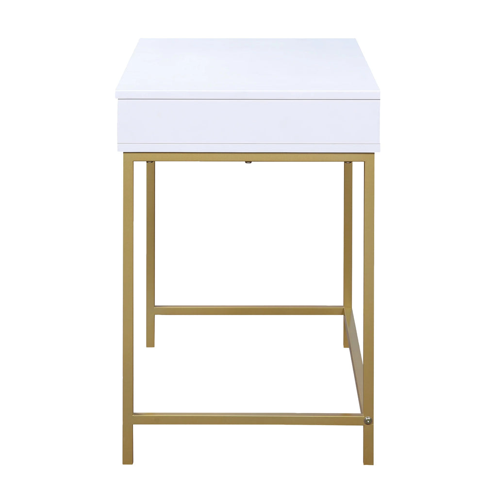 White Engineered Wood Desk with Metal Legs I761088