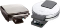 Cuisinart WAF-150 4-Slice Belgian Maker Waffle Iron, Single, Silver & WMR-CA Round Classic Waffle Maker, Silver, 1 I98847