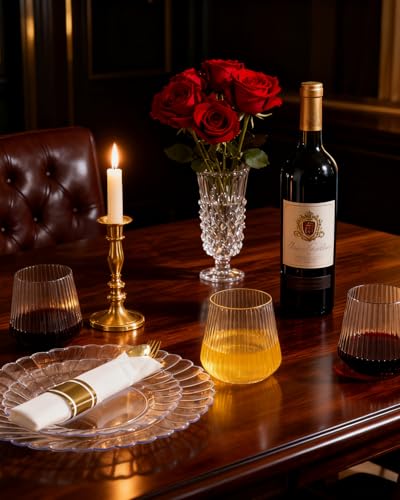 24 Pack 10 OZ Clear Plastic Wine Glasses with Stem S71602