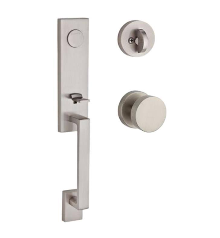 Satin Black Full Dummy Handleset with Contemporary Knob and Round Rose M732