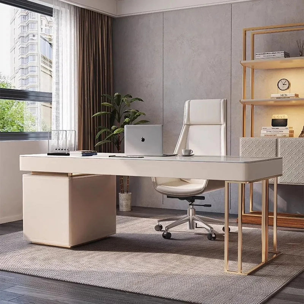 Modern Metal Computer Writing Desk with Shelf C786