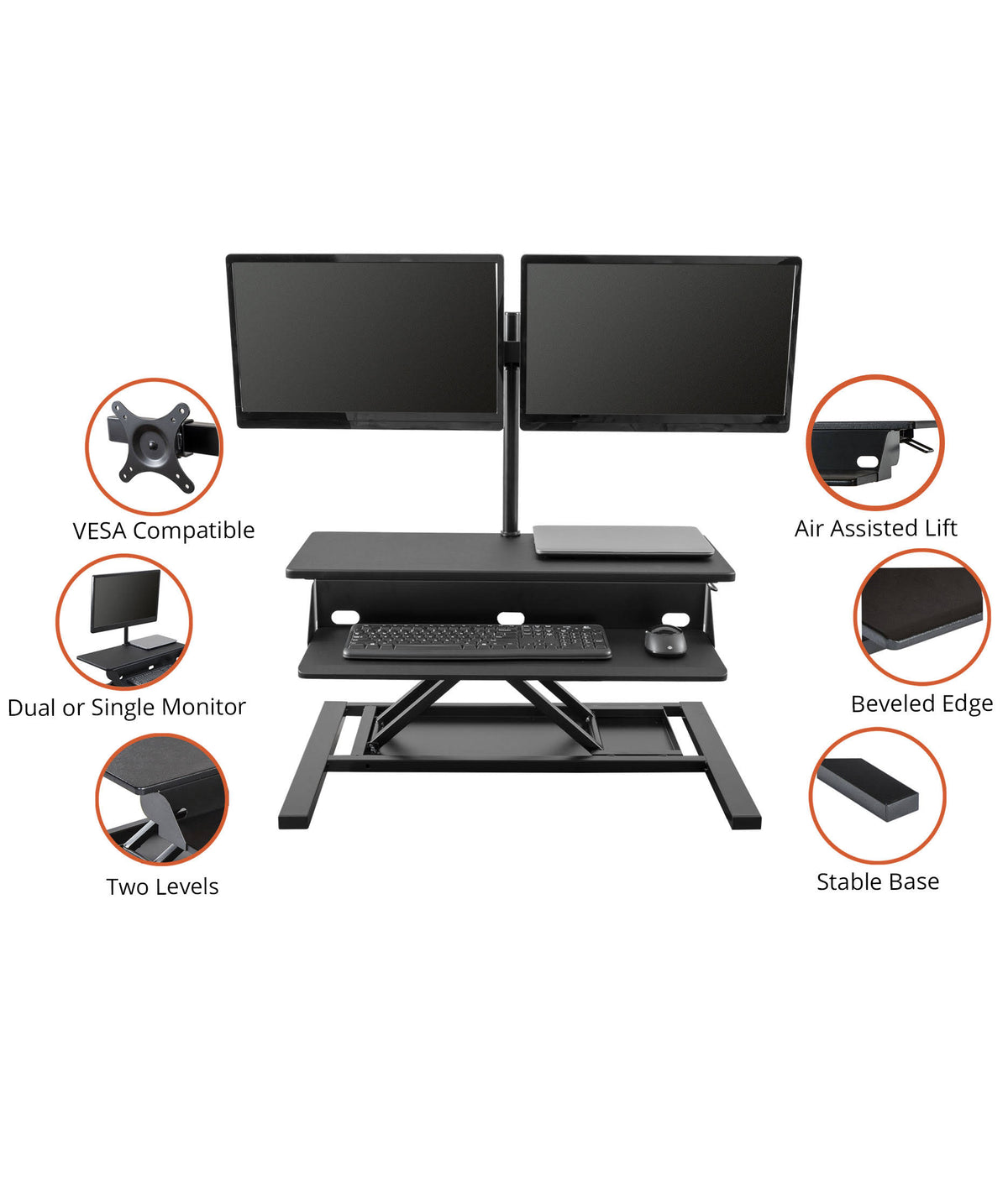 Adjustable Standing Desk Converter with Dual M E696