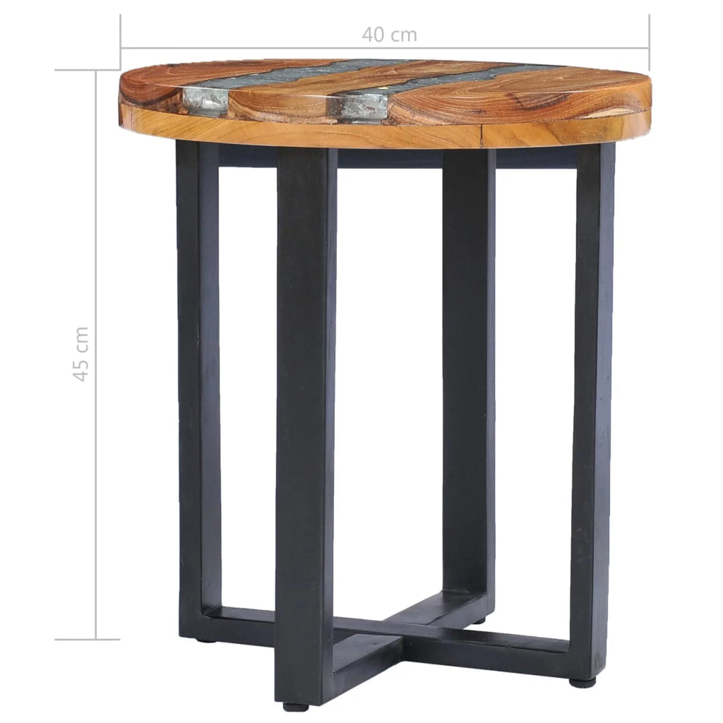 Teak Wood Polyresin Coffee Table 15.7 x 17.7 Inches I26059