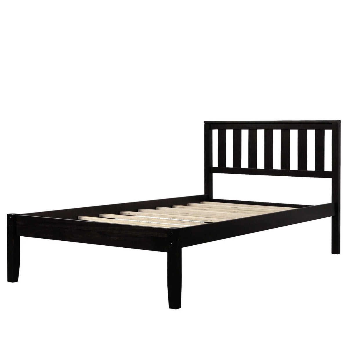 Espresso Twin Wood Platform Bed with Headboard A185730