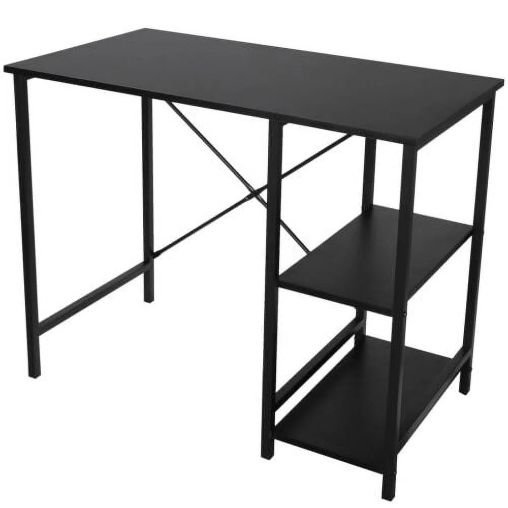Black Computer Desk with 2 Tier Shelves 36" H35109