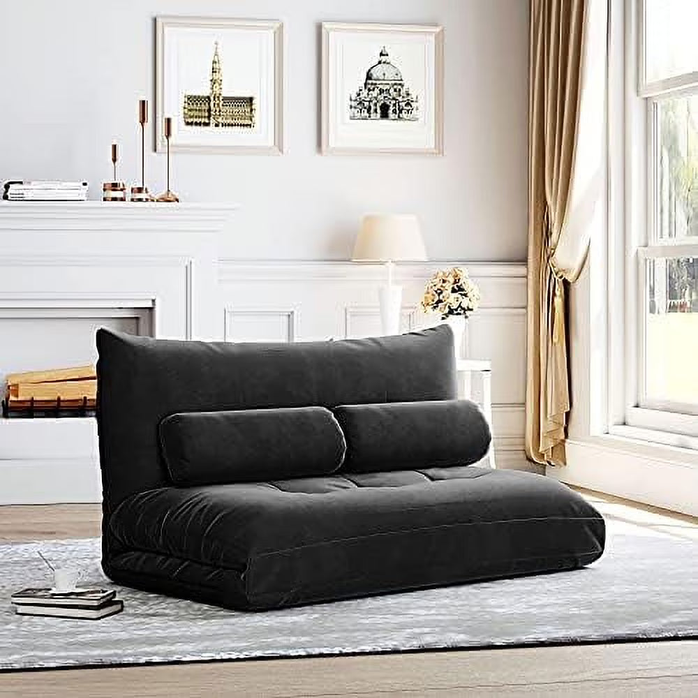 Adjustable Fabric Floor Couch Sofa Bed with Two Pillows B864