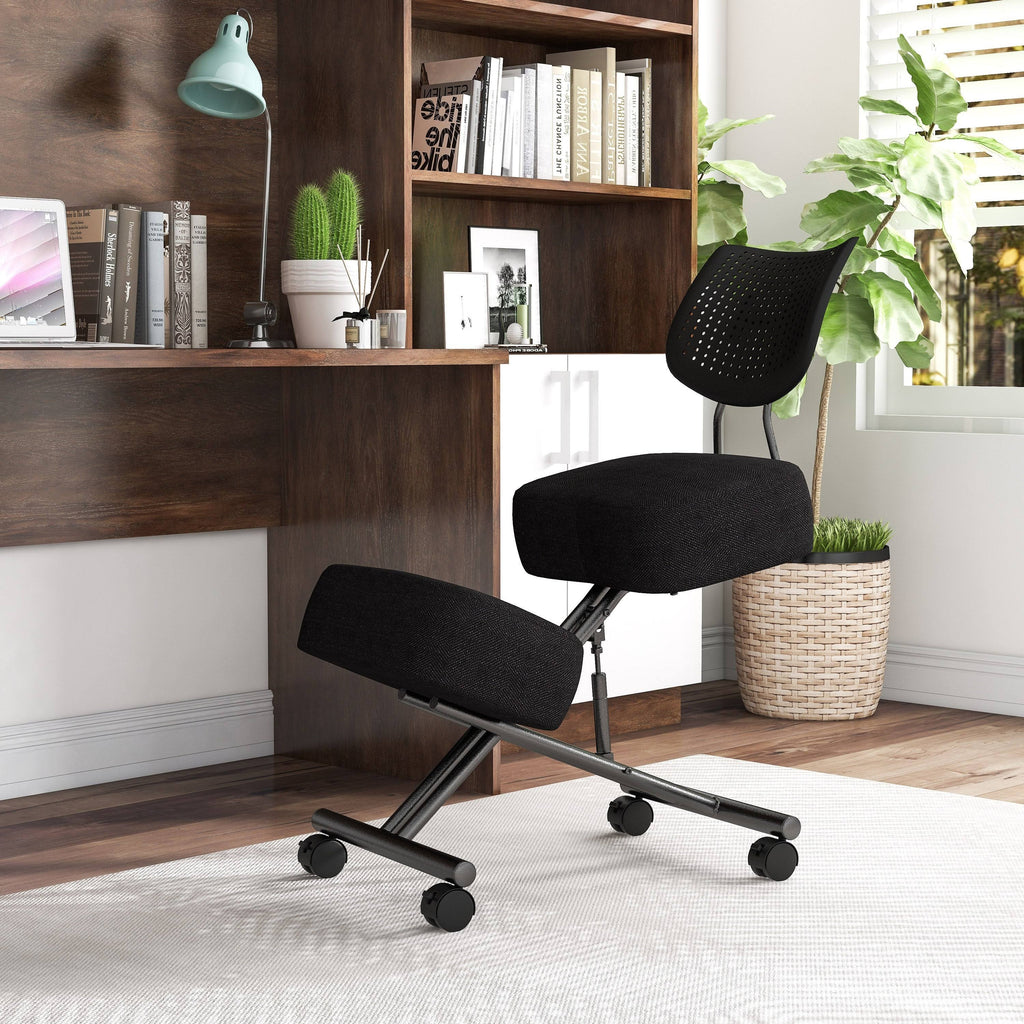 Black Height Adjustable Kneeling Chair with Back Support L9253