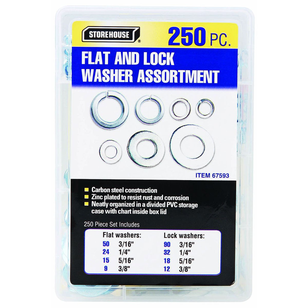250 Piece Flat and Lock Washers S472